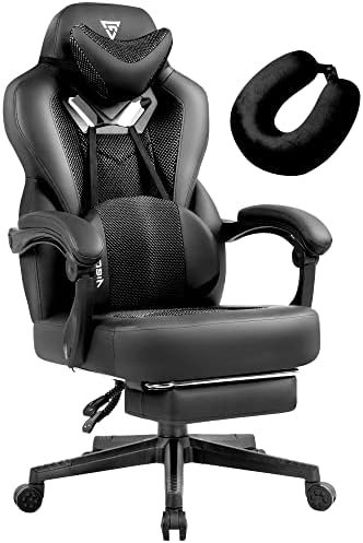 Gaming Chair PRO, Ergonomic Gaming Chairs for Adults Heavy People, Reclining Office Desk Computer Chair with Footrest and Lumbar Support, Big and Tall Mesh Gamer Chair with Cushion (Black)