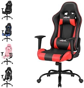 Gaming Chair, Video Game Chair, Cheap Computer Gaming Chair PU Leather High Back PC Gaming Chair Ergonomic Racing Swivel Office Desk Chair with Headrest and Lumbar Support for Adults Kids Red