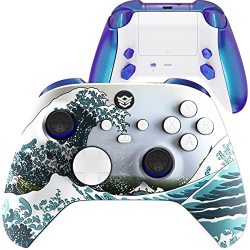 HEXGAMING ADVANCE Wireless Controller for Xbox Series X & S, for Xbox One, and for Windows 7/8/10-4 Remappable Back Buttons – Hair Triggers – Interchangeable Thumbsticks – The Great Waves