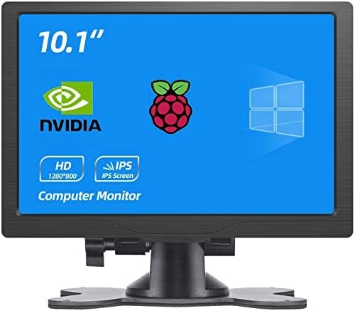 HMTECH 10.1 Inch HDMI Monitor 1280X800 Portable HD VGA Monitor LCD IPS Screen w/Dual-Speaker for Raspberry pi/PC/Laptop/TV/Camera/Gaming