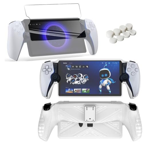 KSOKUIT 3 Piece Set For PlayStation Portal accessories——Playstation Portal Accessories Bundle with Silicone Button Cover， Playstation Portal case and screen protector (White)