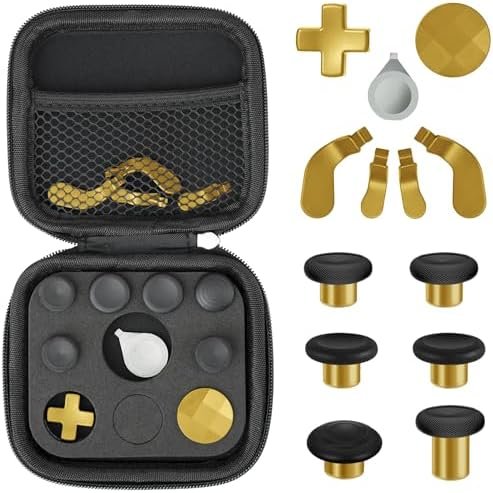 Metal Thumbsticks Replacement Parts for Xbox One Elite Controller Series 2, Accessory Kits for Xbox Series 2 Core, Includes 6 Magnetic Swap Joysticks, 4 Paddles, 2 D-Pads, 1 Adjustment Tool