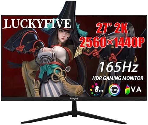 Monitor, 27 Inch 2560 x 1440 HDR Gaming Monitor with Built-in Speakers, Tilt Adjustable, VESA Mountable, Supports HDMI and DP (2K 165Hz Flat)