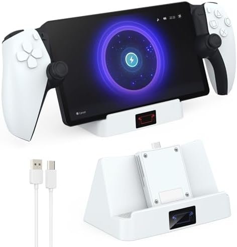 Nepagz Playstation Portal Charging Stand, The True Wireless Charging, Ps Portable Charging Dock with Indicator Light and USB-C Cable for Playstation Portal Accessories, White