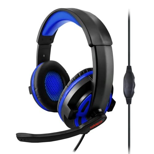 Nyko Np-2600 Wired Headset for Playstation 4 – Lightweight Headphones w/Adjustable Microphone – Compatible w/ PS5, Xbox 1, Xbox X/S & Nintendo Switch – PS4 Gaming Accessories (Black and Blue)