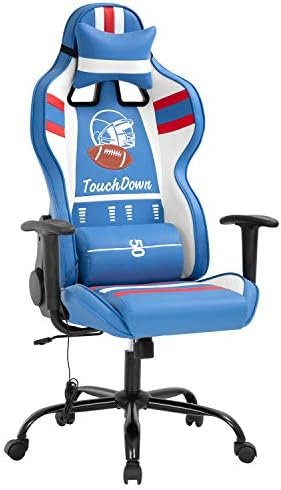 PC Gaming Chair Office Chair Desk Chair with Lumbar Support Arms Headrest High Back PU Leather Racing Chair Rolling Swivel Executive Computer Chair for Women Adults Girls,White