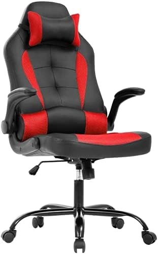 PC Racing Gaming Chair, Home Office Ergonomic High Back PU Leather Video Game Chairs with Massage Lumbar Support Headrest Armrest, Comfortable Rolling Swivel Computer Chair for Home Office