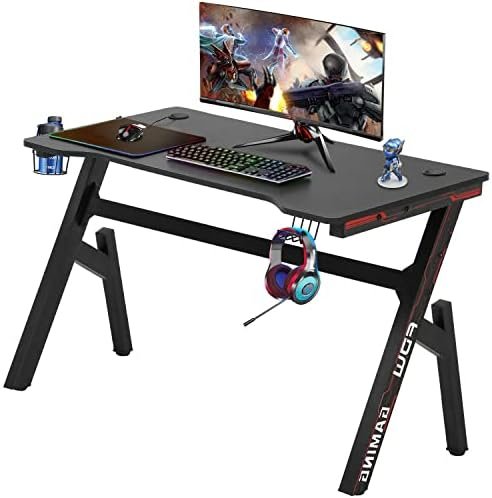 PayLessHere Gaming Desk Z-Shaped More Structure Stable 47″ Computer Desk, Ergonomic Racing Style Table for Home Office, Games, Study, Writing