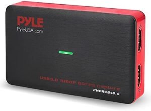 Pyle Capture Card Video Recording System – AV Game Live Streaming, Full HD 1080P Digital Media File Creation System w/ HDMI, Audio for USB, SD, PC, DVD, PS4, PS3, Xbox One, Xbox 360, Wii PHDRCB48.5