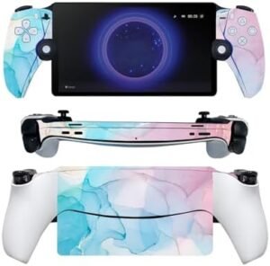 ROIPIN for Playstation 5 Portal Skin,Wrap Decal Cover Protective Accessories for PS5 Portal, Shell Skin for PS5 Portal Console Digital Version(Blue Pink Marble)