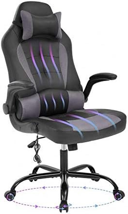 Racing Style Gaming Chair Office Chair Ergonomic Cheap Computer Chair High Back Leather Desk Chair Massage Executive Chair Adjustable Swivel Rolling Task Chair for Office Home- Grey