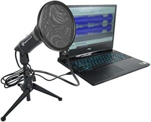 Rockville Z-Stream USB Condenser Computer Microphone YouTube Zoom Podcasting Mic Bundle RockPop Double Screen Recording Mic Pop Filter w/Metal Gooseneck Clamp