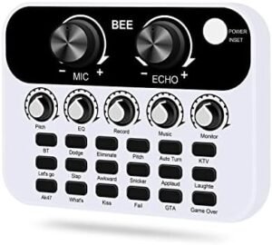 S23 Podcast Recording Equipment with Podcast Mixer,Voice Changer for Voice Chat and Cool Lights,Sound Card,DJ Audio Mixer Interface for Live Streaming