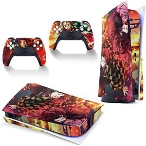 Stickers for PS5 Console and Controller Skin Anime, Stickers for Playstation 5 Disc Version, Vinyl Decals for Anime Accessories Style D