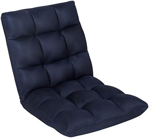 Sundale Foldable Gaming Chair Floor Chair for Adults, Adjustable 5-Position Chaise Lounge Indoor, Padded Floor Seating Meditation Chair with Back Support, Comfy Chair for Bedroom – Navy Blue