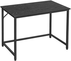 VASAGLE Computer Desk, Gaming Desk, Home Office Desk, for Small Spaces, 19.7 x 39.4 x 29.5 Inches, Industrial Style, Metal Frame, Black with Wood Grain ULWD041B56