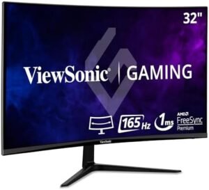 ViewSonic VX3218-PC-MHD 32 Inch Full HD 1080p 165Hz 1ms Curved Gaming Monitor with Adaptive-Sync Eye Care Frameless HDMI and Display Port (Renewed)