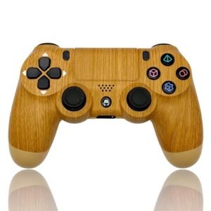 Wireless Controller for PlayStation, compatible with Ps4 Slim/Fat/Pro,/PC/Android, Custom Design Gamepad Joystick,Rustic Wood Color Design, with USB Cable (thumb caps included)