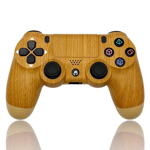 Wireless Controller for PlayStation, compatible with Ps4 Slim/Fat/Pro,/PC/Android, Custom Design Gamepad Joystick,Rustic Wood Color Design, with USB Cable (thumb caps included)