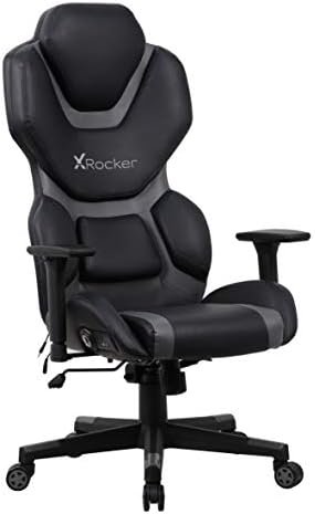 X Rocker Zeta PC Office Gaming Chair, Adjustable Seat and Armrest, Swivel Base, Faux Leather, 780201, 27.36″ x 27.56″ x 48.43″, Black and Gray