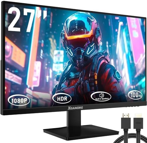 izumuzi 27 Inch Computer Monitor FHD 1080P 100Hz,16:9 IPS Wide Screen, 3ms, 98% sRGB, FreeSync, Built-in Speakers,HDMI VGA Display, VESA Mounted, Eye Care Frameless Monitor for Gaming Home Office