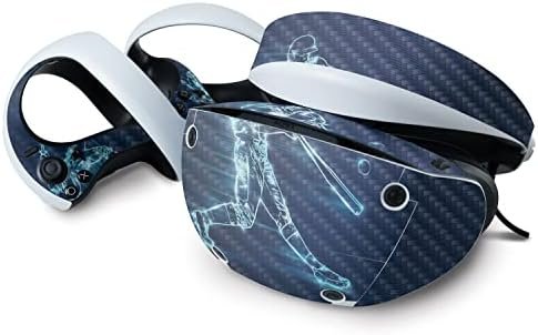 MightySkins Carbon Fiber Skin Compatible with Sony Playstation VR2 – Glow Baseball | Protective, Durable Textured Carbon Fiber Finish | Easy to Apply & Change Styles | Made in The USA