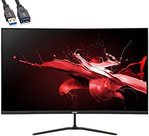 Acer ED320QR Sbiipx 31.5″ FHD 1920 x 1080 165Hz 1ms GTG Curved VA HD LED FreeSync Gaming Monitor, 1 x Display Port + 2 x HDMI Ports – BROAG USB Extension Cable