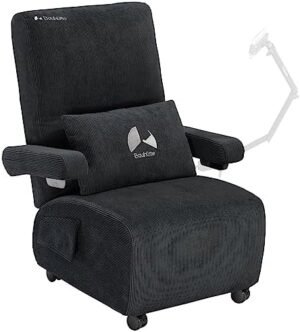 Bauhutte G-410-BK Deluxe Gaming Sofa, Recliner, Gaming Chair, Single Seat, Black, Desk Sofa, Wheels, Ottoman