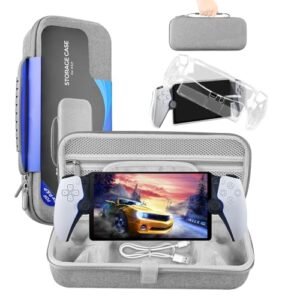 Carrying Case for PlayStation Portal, Protective Portable Travel Carry Handbag Full Protective Case Accessories for PlayStation Portal Remote Player (Gray+Silicone Case)