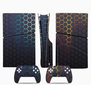 Controller Faceplate & Protective Shell Cover for PS5 Slim Disc Edition,Console Accessories Cover Skins for Playstation 5 Slim,Console Wrap Cover Vinyl Sticker Decals for PS5 Console (37)