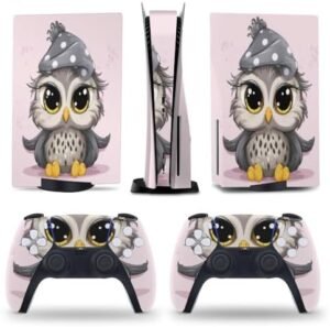 Cute Cartoon Girl Owl for PS5 Skin Console and Controller Accessories Cover Skins Anime Vinyl Cover Sticker Full Set for Playstation5 Disc Edition