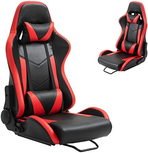 Dardoo Racing Gaming Bucket Seat with Adjustable Double Slide Adapt Racing Simulator Cockpit Racing Wheel Stand Chair Video Game Chairs Sim Chair Red