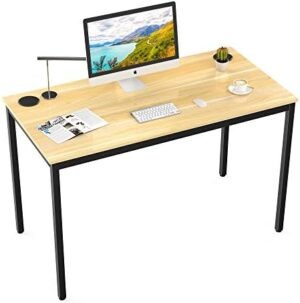 EE EUREKA ERGONOMIC 47 Inch Walnut Home Office PC Computer Desk, Simple Modern Work Study Writing Gaming Table for Small & Medium Spaces Desktop with Black Metal Legs, Sturdy & Easy Assembly