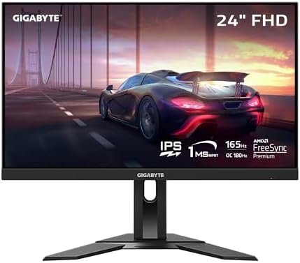 GIGABYTE G24F 2-R, 24″ 1080P Gaming Monitor, 165Hz/180Hz(OC), 1920 x 1080 SS IPS Display, 1ms (MPRT) Response Time, 95% DCI-P3, 125% sRGB, 1x DisplayPort 1.2, 2X HDMI 2.0, 3X USB 3.2 (RENEWED)