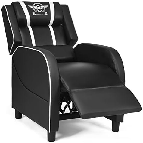 GORELAX Modern Massage Gaming Recliner Chair, PU Leather Home Theater Recliner Chairs w/Footrest and Massage, Racing Style Sofa Chair for Living Bedroom Gaming Room