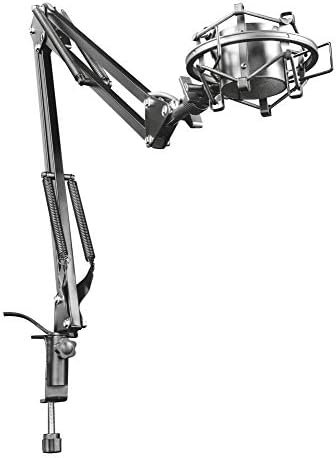 GXT 253 Emita Microphone Arm, Microphone Stand, Adjustable Table Arm, Integrated 290 cm Cable, Mic Stand, Elastic Holder, Microphone Boom for All Common Microphones – Black