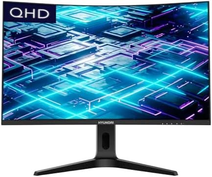 HYUNDAI 32-Inch Curved Gaming Monitor, 165Hz, QHD (2560×1440) LED, HDMI, VESA Mountable, Black, 32CGM Series – Black