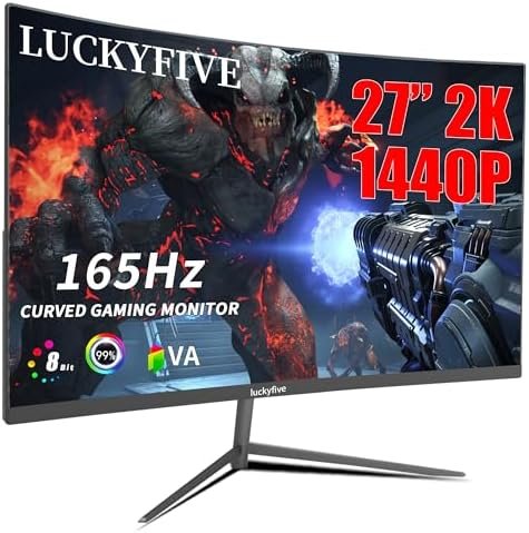 Monitor, 27 Inch 2560 x1440 HDR Gaming Monitor with Built-in Speakers, Tilt Adjustable, VESA Mountable, Supports HDMl and DP (2K 165Hz Flat)