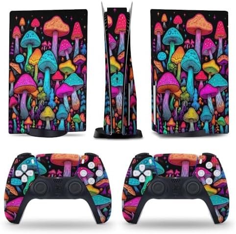 Mushroom for PS5 Skin Console and Controller Accessories Cover Skins Anime Vinyl Cover Sticker Full Set for Playstation5 Disc Edition