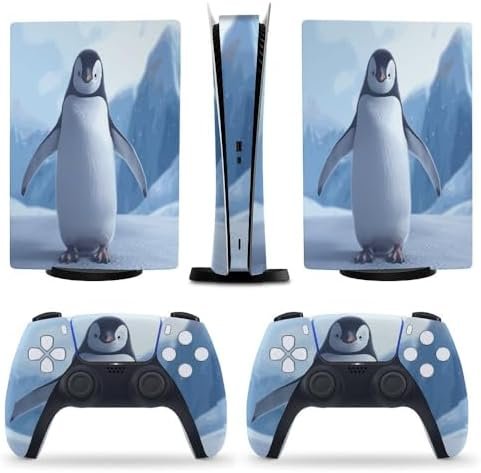 Penguin Cute and Cuddly for PS5 Skin Console and Controller Accessories Cover Skins Anime Vinyl Cover Sticker Full Set for Playstation5 Digital Version