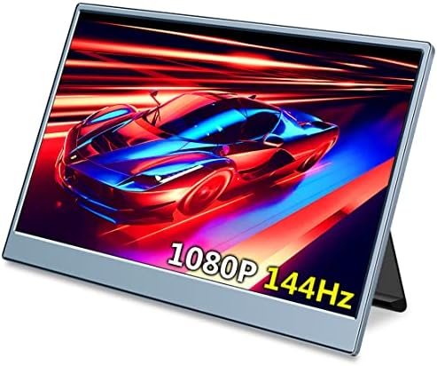 Portable Monitor 144hz, 15.6 Inch FHD Portable Screen for Laptop, 1ms,FreeSync,HDR,External Mobile Display/Gaming Monitor with Dual Type C& Hdmi &DP, Plug& Play with Built-in Stand