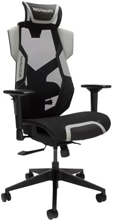 RESPAWN FLEXX Mesh Gaming Chair With Lumbar Support, Ergonomic Gaming Chair with Recline/Tilt Tension Controls, Adjustable Arms, 300lb Max Weight With Wheels for Computer/Desk/Office – Grey