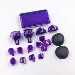 Replacement Chrome Full Set Buttons Trigger L1 R1 L2 R2 Buttons Thumbstick Cap with Kit for Playstation 4 PS4 Pro Slim JDS-040 JDM 040 Controller (Chrome Purple)