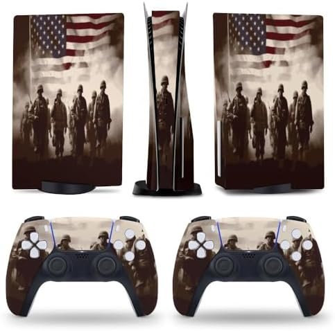 Return of The Soldier American Flag for PS5 Skin Console and Controller Accessories Cover Skins Anime Vinyl Cover Sticker Full Set for Playstation5 Disc Edition