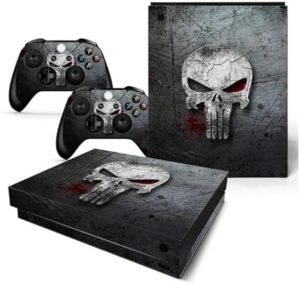 Skin Sticker for Xbox One X Console and Controllers, Vinyl Sticker One X Skins, Wrap Decal Cover Protective Accessories for X-Box One X (Gray Skull)