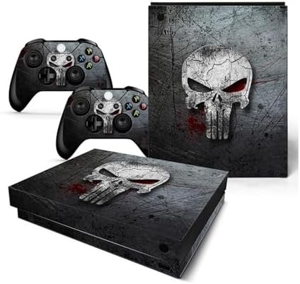 Skin Sticker for Xbox One X Console and Controllers, Vinyl Sticker One X Skins, Wrap Decal Cover Protective Accessories for X-Box One X (Gray Skull)