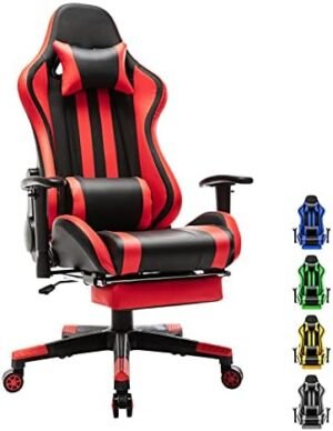 Soontrans Gaming Chair with Footrest,Ergonomic Office Chair,Computer Chair,Sillas Gamer Chair,Video Game Chairs with Backrest,Headrest and Lumbar Pillow for Adults(Black/Red)