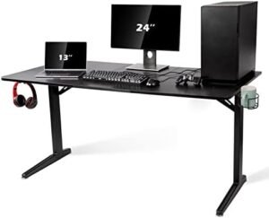 TOPSKY Gaming Desk Large Surface 63’’x31.5’’ with Cup Holder, Headphone Hook and Cable Management (Black)