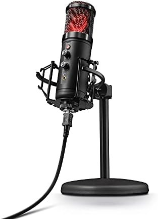 Trust GXT 256 Exxo Gaming Microphone, USB Powered Microphone for PC, 1.8 Cable, Illuminated Grille, Microphone for Streaming, Gaming, YouTube, PS4, Laptop and PC – Black