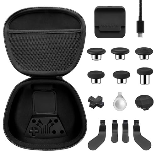 Vanpark Component Pack for Xbox Elite Series 2 Controller，Replacement Accessories Kit Include 1 Carrying Case, 1 Charging Dock&Cable, Metal 6 Joysticks, 4 Paddles, 2 D-Pads, 1 Adjustment Tool(Black)